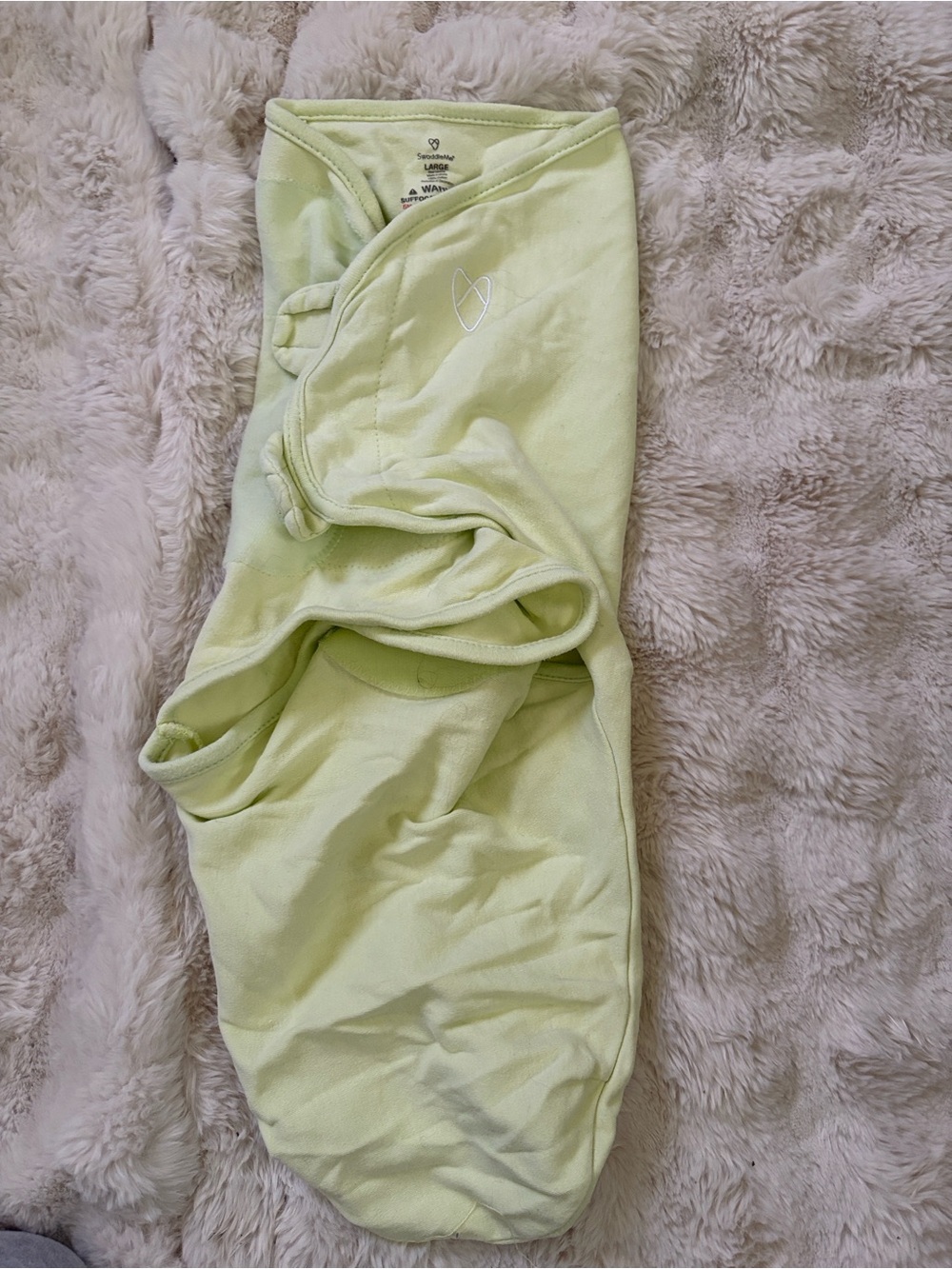 SwaddleMe Pale Lime Baby Swaddle with Heart Detail